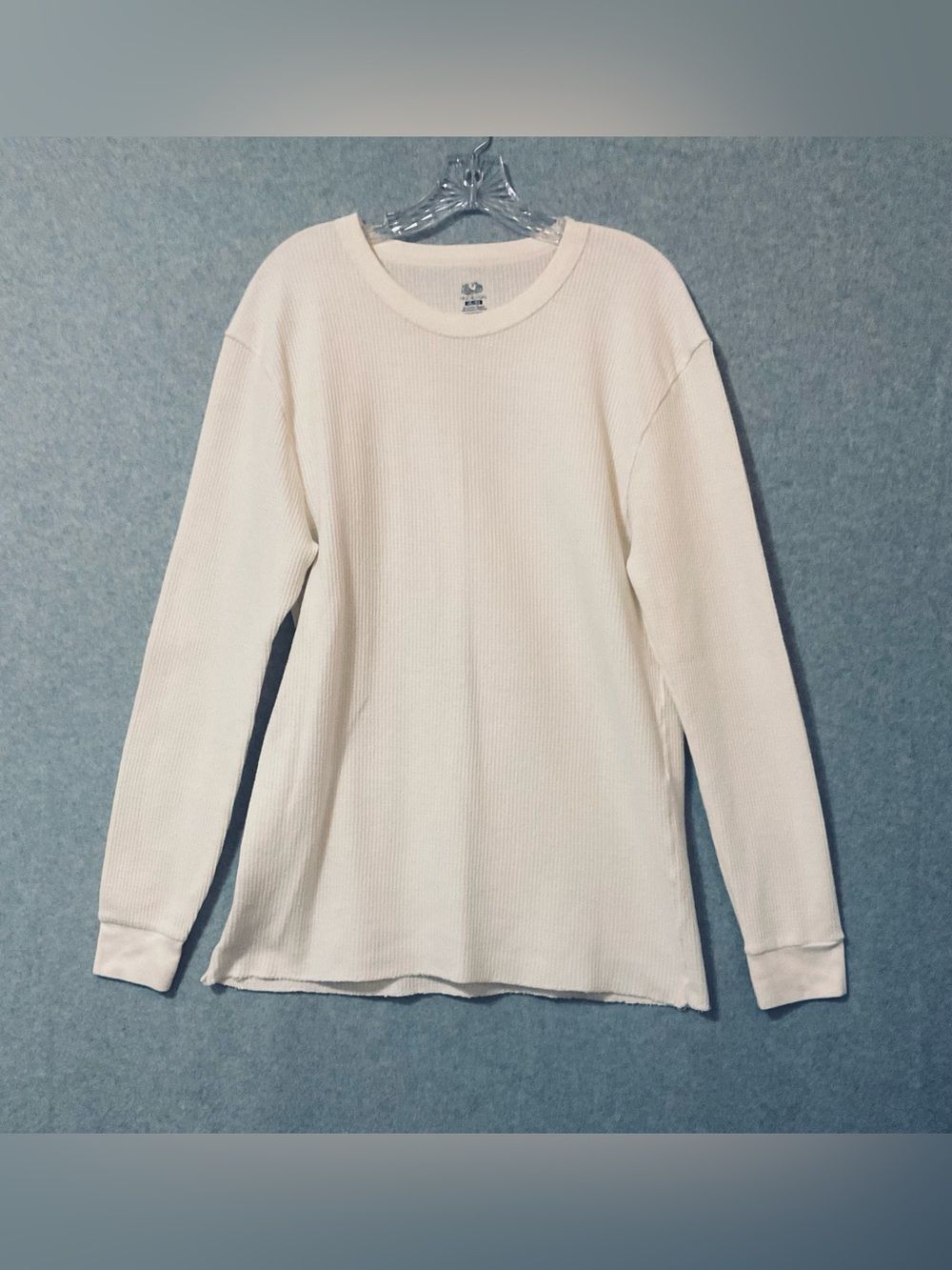 Fruit and Loom Classic Cream Long-Sleeve Thermal Sweater Sz 2XL
